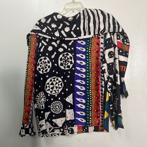 LOUIS‎ FERAUD MULTICOLORED ABSTRACT PRINT 100% SILK BLOUSE SIZE US 6